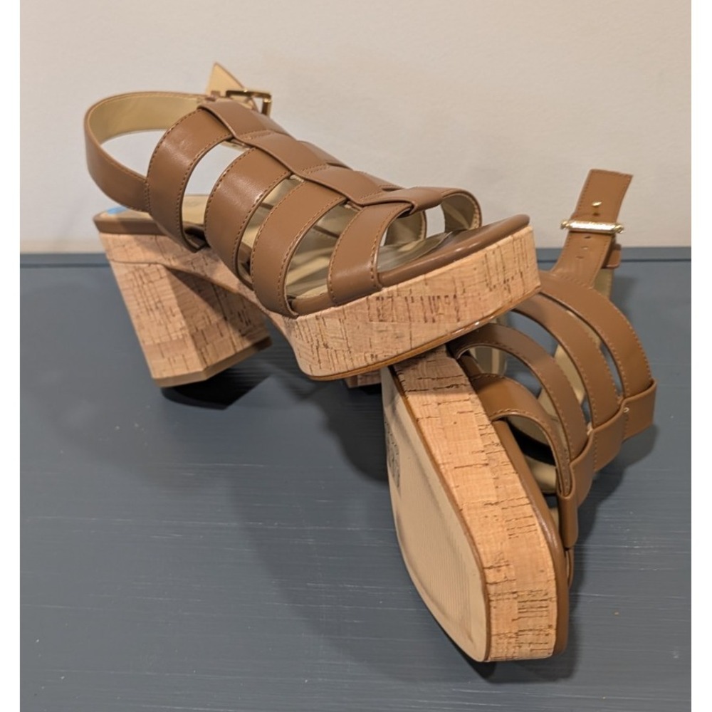 Michael Kors Shoes Womens 7.5 Brown Strappy Cork Platform Sandals NWOB Display
